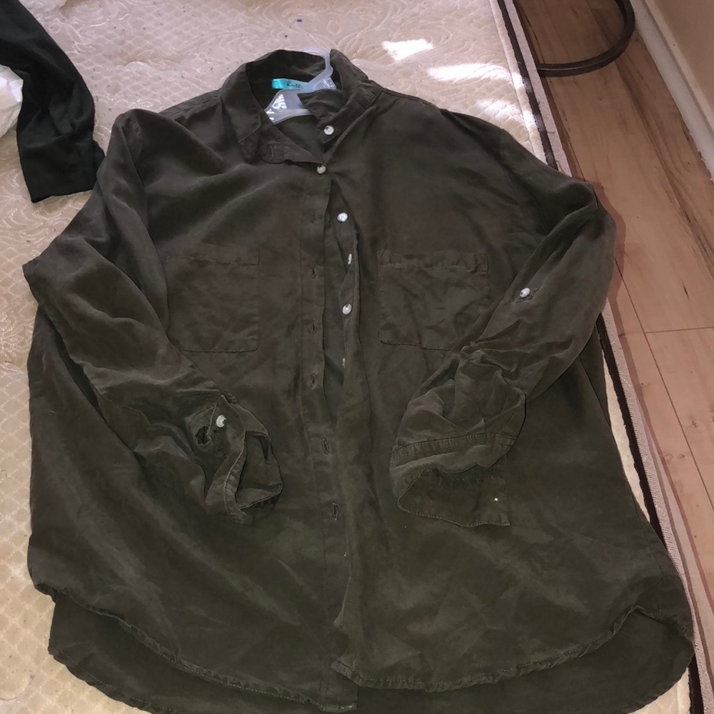 Army green button down